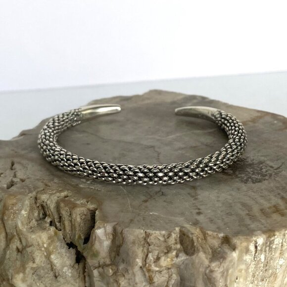 Sterling Silver 925 Heavy Interwoven Braided Weaved 6MM Cuff Bracelet 7" 30g - Picture 2 of 16